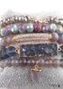 Boho Bracelet, RH Bracelet Set, Freedom Bird, Natural Stones in Green, Rose, White